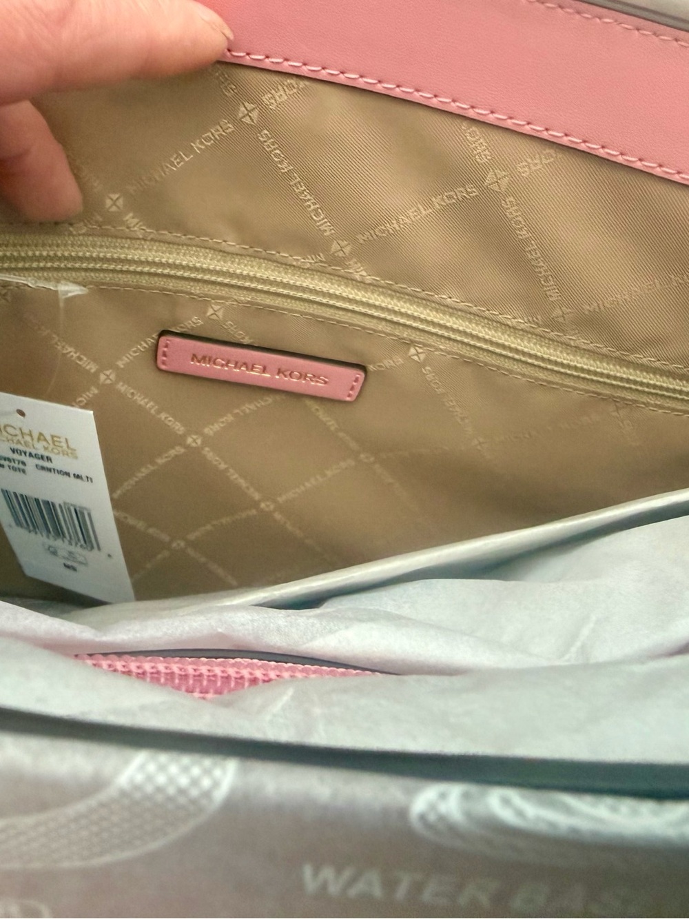 Michael Kors Pink Logo Tote, Embossed Backpack & Trifold Wallet Set - Picture 7 of 14
